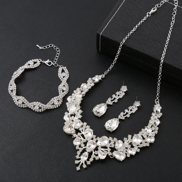 Elegant Water Droplets Zinc Alloy Inlay Crystal Women'S Jewelry Set