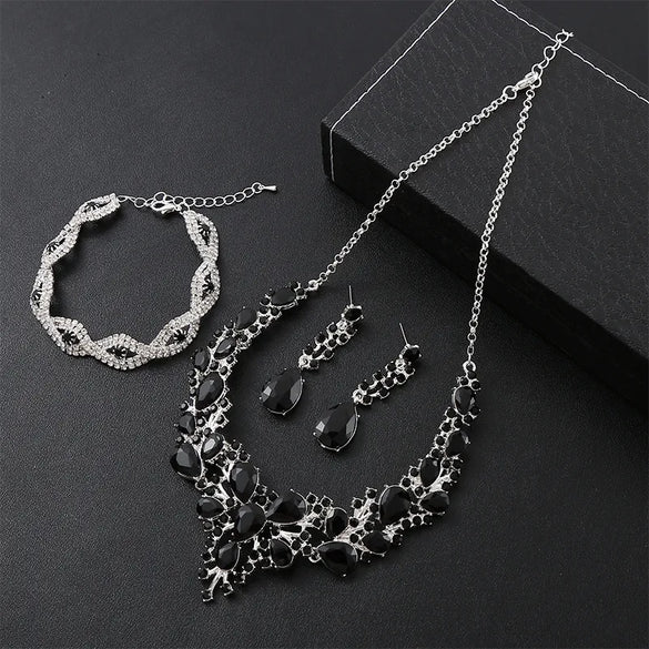 Elegant Water Droplets Zinc Alloy Inlay Crystal Women'S Jewelry Set