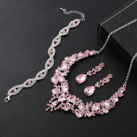 Elegant Water Droplets Zinc Alloy Inlay Crystal Women'S Jewelry Set