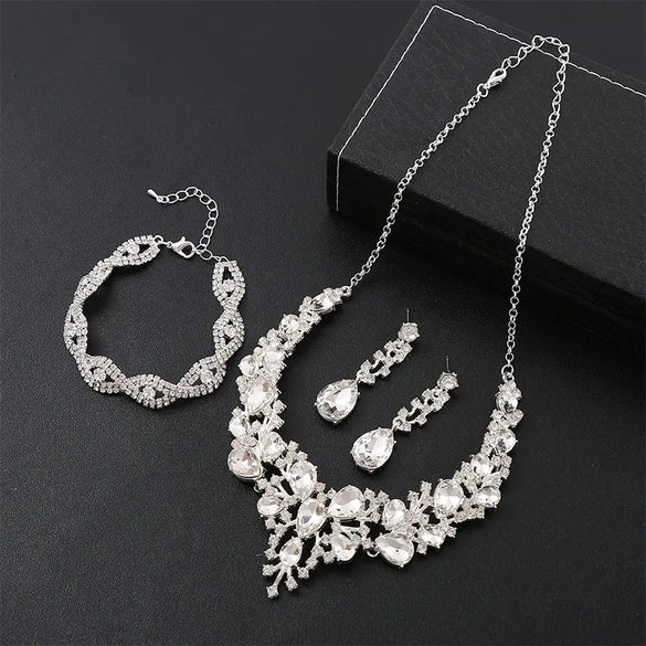 Elegant Water Droplets Zinc Alloy Inlay Crystal Women'S Jewelry Set