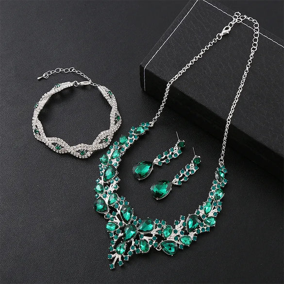 Elegant Water Droplets Zinc Alloy Inlay Crystal Women'S Jewelry Set
