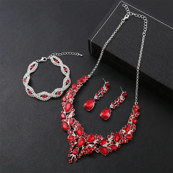 Elegant Water Droplets Zinc Alloy Inlay Crystal Women'S Jewelry Set