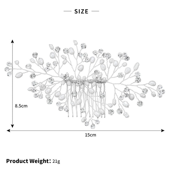 Elegant Wedding Hair Comb Handmade Freshwater Pearl Flower Hair Accessory For Brides Retro Women