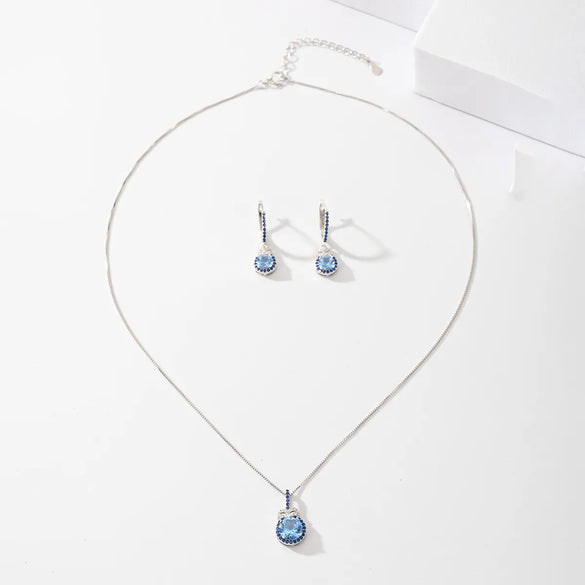 Elegant Wedding Simple Style Flower White Gold Plated Rhodium Plated Zircon Sterling Silver Wholesale Jewelry Set