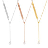 Elegant Wheat Ear Imitation Pearl Adjustable Pendant Necklace Titanium Steel 18K Gold Plated Tassel Clavicle Chain For Women Geometric Style Electroplated