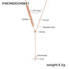 Elegant Wheat Ear Imitation Pearl Adjustable Pendant Necklace Titanium Steel 18K Gold Plated Tassel Clavicle Chain For Women Geometric Style Electroplated
