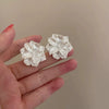 Elegant White Flower Stud Earrings For Women Alloy Electroplated Floral Sweet Minimalist Fashion Jewelry