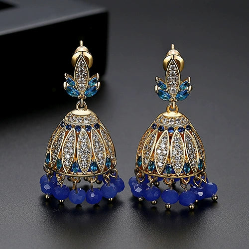 Elegant Women's Copper Geometric Bell Pearl Tassel Earrings With Electroplated Finish