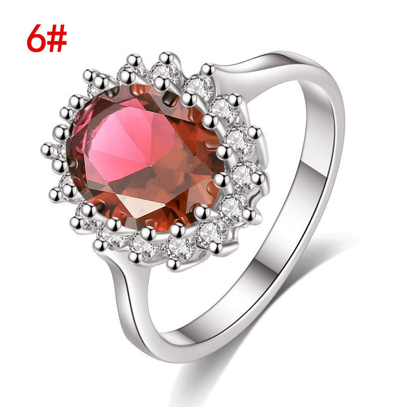 Elegant Women's Copper Zircon Star Ring Fashion Geometric Princess Style Jewelry