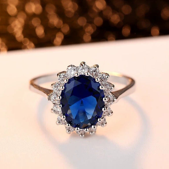 Elegant Women's Copper Zircon Star Ring Fashion Geometric Princess Style Jewelry