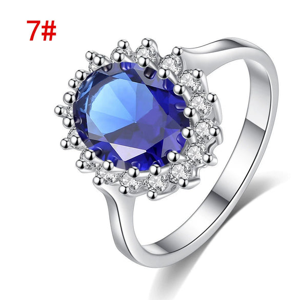 Elegant Women's Copper Zircon Star Ring Fashion Geometric Princess Style Jewelry