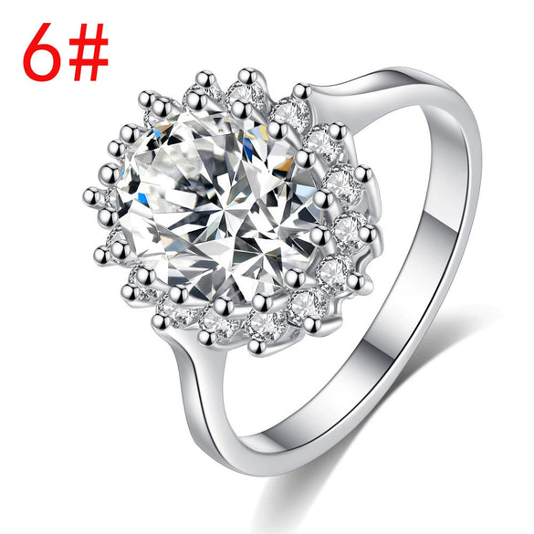 Elegant Women's Copper Zircon Star Ring Fashion Geometric Princess Style Jewelry