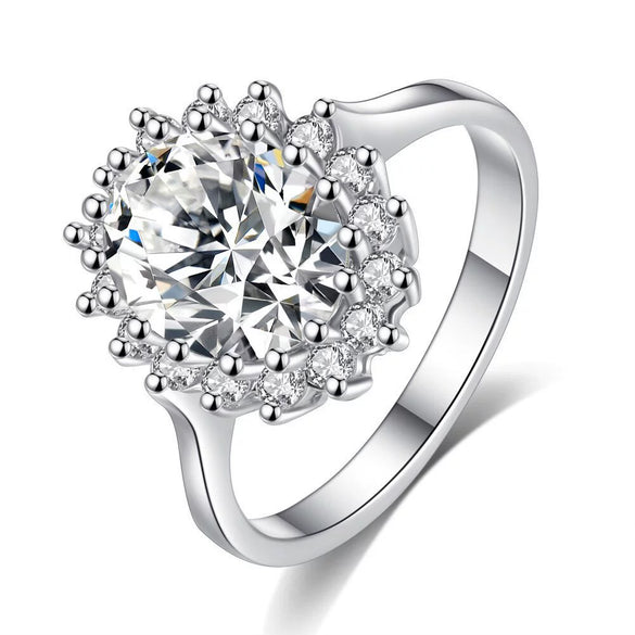 Elegant Women's Copper Zircon Star Ring Fashion Geometric Princess Style Jewelry