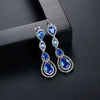 Elegant Women’s Copper Zircon Teardrop Dangle Earrings Fashion Bridal Inspired Long Drop Ear Jewelry