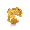 Elegant Women's Flower Ring In 18K Gold Electroplated Stainless Steel With Floral Plant Style For Fashion Jewelry