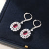Elegant Women's French Style Copper Earrings With Oval Flower And Geometric Pattern Inlaid Zircon