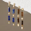 Elegant Women's Geometric Stainless Steel Tassel Earrings With Natural Stone Detail And Pierced Stud Design