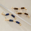 Elegant Women's Geometric Stainless Steel Tassel Earrings With Natural Stone Detail And Pierced Stud Design