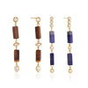 Elegant Women's Geometric Stainless Steel Tassel Earrings With Natural Stone Detail And Pierced Stud Design