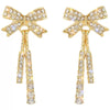 Elegant Women's Pearl Bow Diamond Earrings Simple 925 Silver Pin Metal Stud Earrings With Electroplated Finish