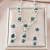 Elegant Women's Rhinestone Necklace And Earrings Jewelry Set With Water Wave Chain Light Luxury Drop And Heart Pendant Design