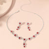 Elegant Women's Rhinestone Necklace And Earrings Jewelry Set With Water Wave Chain Light Luxury Drop And Heart Pendant Design