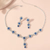 Elegant Women's Rhinestone Necklace And Earrings Jewelry Set With Water Wave Chain Light Luxury Drop And Heart Pendant Design