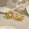 Elegant Women's Stainless Steel Geometric Earrings With Pearl Flowers Fireworks Design Electroplated For Banquet Party