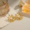 Elegant Women's Stainless Steel Geometric Earrings With Pearl Flowers Fireworks Design Electroplated For Banquet Party