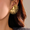 Elegant Women's Vintage Stainless Steel Half Sunflower Earrings With Electroplating