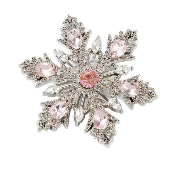 Elegant Zinc Alloy Christmas Snowflake Brooch With Sparkling Diamond Detail Versatile Corsage Pin For Suit Coats And Festive Outfits