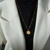 Embossed Portrait Round Pendant Necklace Titanium Steel Electroplated Jewelry For Women
