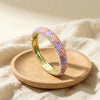 Enamel Clover Open Bangle Bracelets For Children Macaron Color Fresh Floral Jewelry Accessories With Plated Finish Wholesale