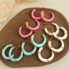 Enamel Heart Shape Stainless Steel Electroplated Women's Earrings