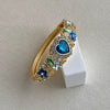 Enamel Heartshaped Wide Bangle Bracelet With Hollow Out Details And Plated Finish Fashion Jewelry