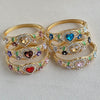Enamel Heartshaped Wide Bangle Bracelet With Hollow Out Details And Plated Finish Fashion Jewelry