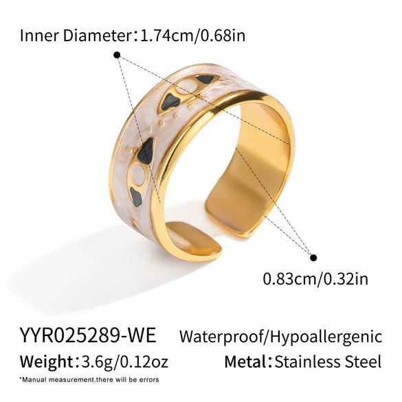 Enamel Oil Dripping Devil's Eye Ring For Girls Geometric Style Stainless Steel Electroplating Hand Jewelry
