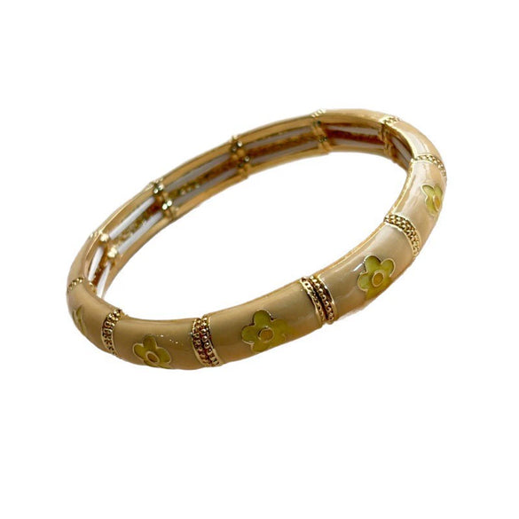 Enamel Retro Patchwork Bracelet With Plated Finish Simple And Versatile Fashion Jewelry Accessory
