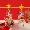 Engraved Acrylic Deer And Star Christmas Earrings For Women Animal Inspired Holiday Jewelry