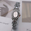 Engraved Retro French Alloy Bracelet Watch For Women With Diamondencrusted And Round Dial