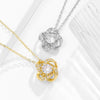 Eternal Heart Clavicle Chain With Rotating Lucky Four Leaf Clover Copper Material Zirconia Design Flower Pattern
