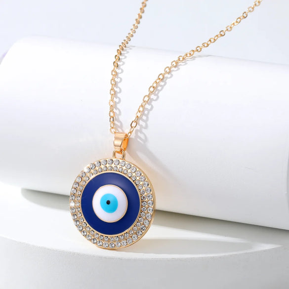 Ethnic Style Devil'S Eye  Alloy Inlay Rhinestones Unisex Pendant Necklace