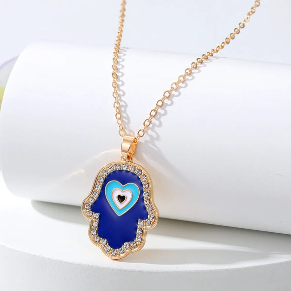 Ethnic Style Devil'S Eye  Alloy Inlay Rhinestones Unisex Pendant Necklace