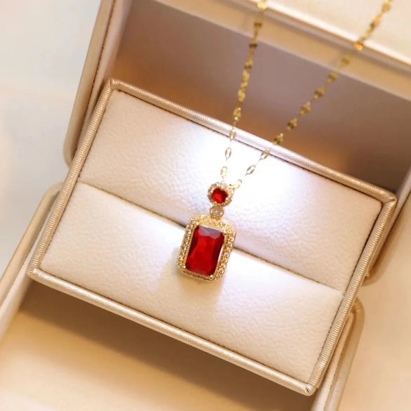 Wholesale Ethnic Style Square Titanium Steel Inlay Zircon Rings Earrings Necklace