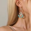 Ethnic Style Vintage Alloy Turquoise Flower Earrings Set With Diamonds