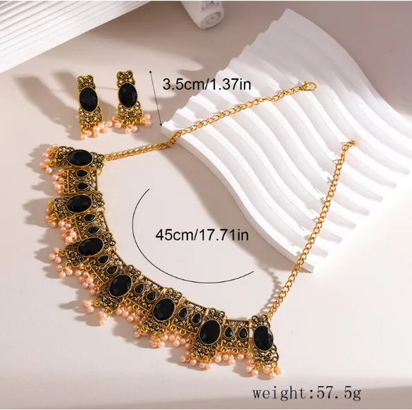 Ethnic Style Water Droplets Alloy Inlay Glass Pearl Women'S Jewelry Set