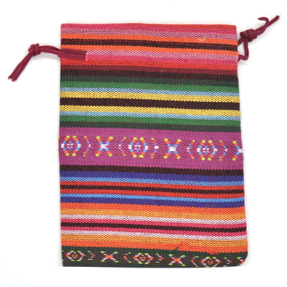 Ethnic style Striped Cotton Cloth Bucket Pocket Drawstring Beads Bracelet Play Packaging Bag Sachet Bag
