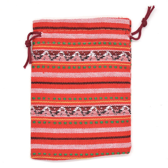 Ethnic style Striped Cotton Cloth Bucket Pocket Drawstring Beads Bracelet Play Packaging Bag Sachet Bag