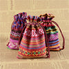 Ethnic style Striped Cotton Cloth Bucket Pocket Drawstring Beads Bracelet Play Packaging Bag Sachet Bag