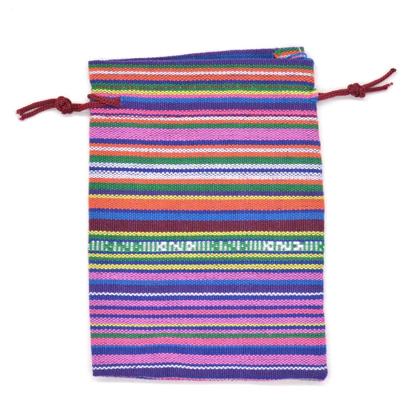Ethnic style Striped Cotton Cloth Bucket Pocket Drawstring Beads Bracelet Play Packaging Bag Sachet Bag